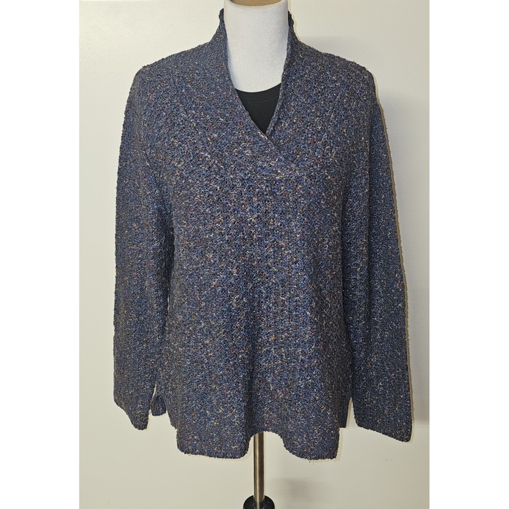 Coldwater Creek Purple/Blue Speckled Shawl Neck Sweater Women's  Size L
